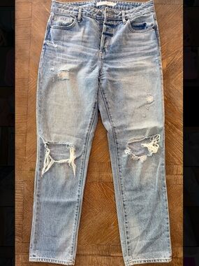 HIDDEN Women's Distressed Light Blue Jeans Excellent 27 Relaxed Fit
